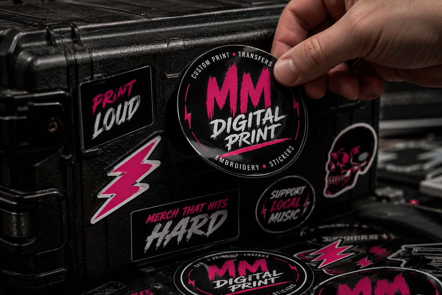 Custom MM Digital Print branded stickers mockup